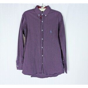 Tailorbyrd Button Down L Men's Purple Plaid Contrasting Cuffs Long Sleeve Preppy